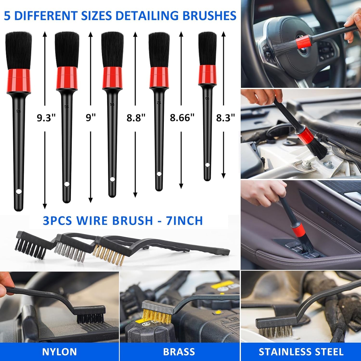 41Pcs Car Cleaning Wash Kit Interior Detailing Cleaner Kit with High Power Handheld Vacuum, Collapsible Bucket, Windshield Tool, Snow Shovel, Tire Brush, Complete Car Care Tools, Black