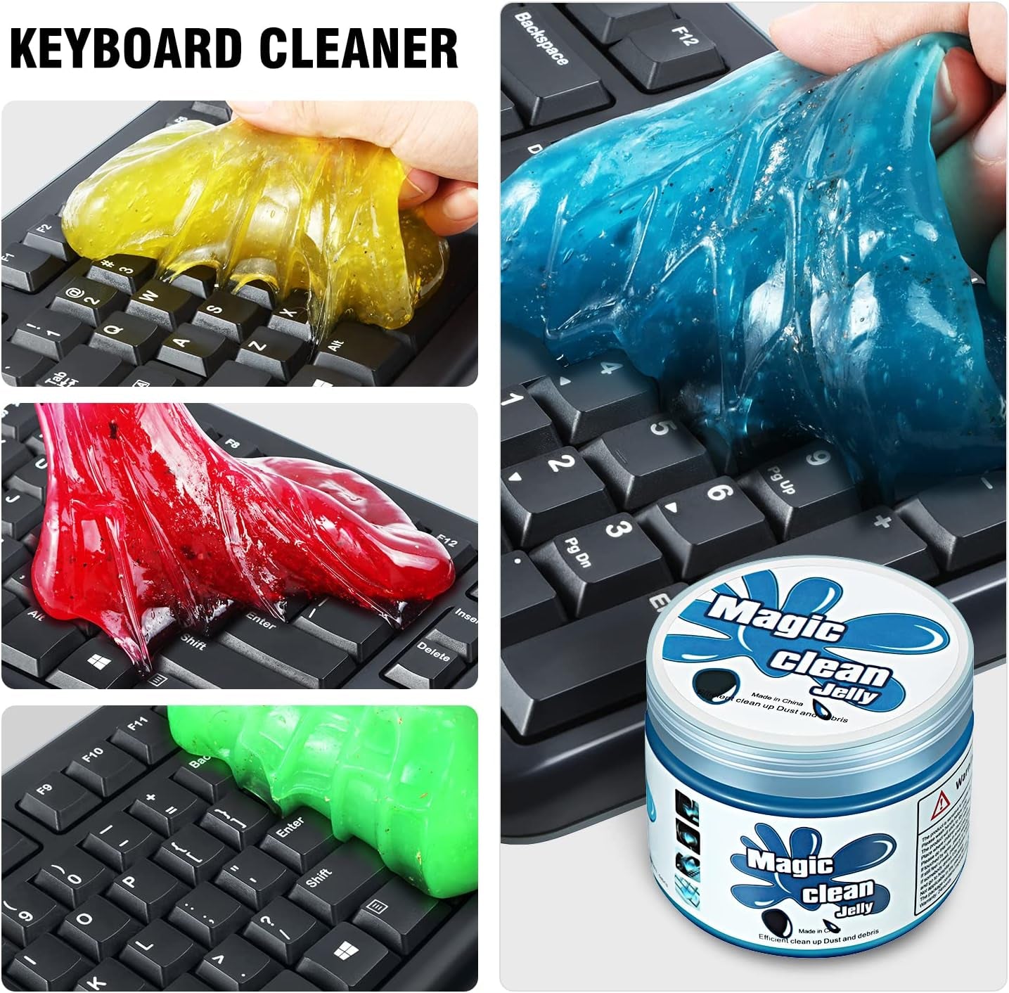 4 Pack Car Cleaning Gels, Auto Detailing Tools Cleaning Putty Car Interior Cleaner Slime, Car Jelly Cleaner, Keyboard Cleaner, Car Cleaning Supplies, Gifts for Men Women, TOOLS-00150