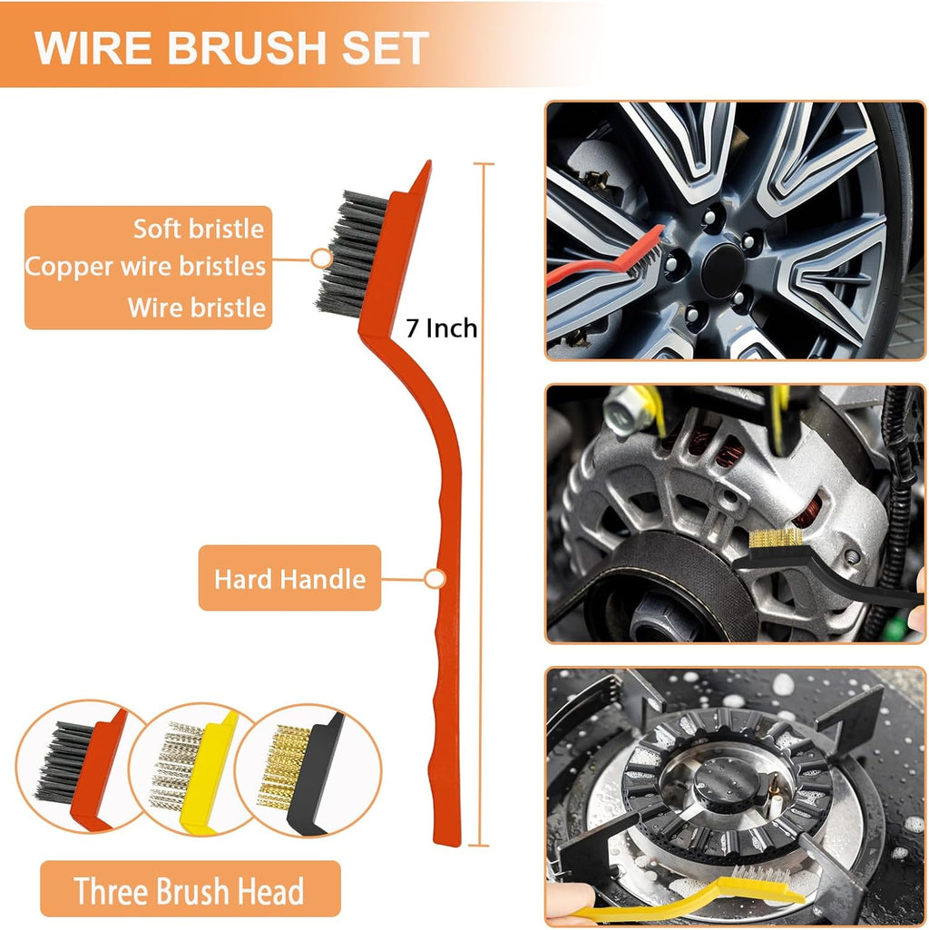 Car Interior Detailing Brush Cleaning Kit, Soft Bristle Dusting Brush, Wire Brush Set, Car Cleaning Gel, Car Accessories Essentials Supplies Tools for Auto,Truck,Suv,Rv（6Pcs ）