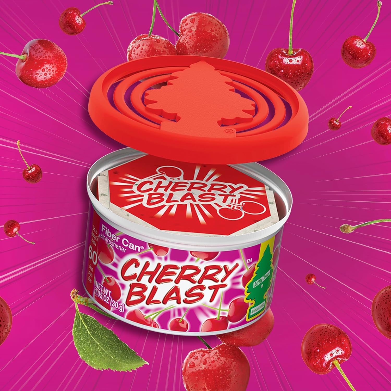 Car Air Freshener | Fiber Can Provides Long Lasting Scent for Auto or Home | Recycled Fiber | Cherry Blast, 4 Air Fresheners