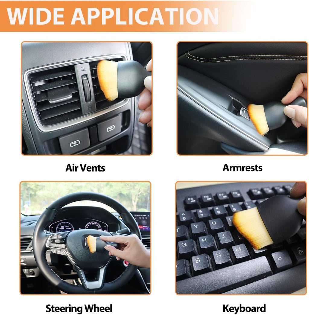 Car Interior Detailing Brush Cleaning Kit, Soft Bristle Dusting Brush, Wire Brush Set, Car Cleaning Gel, Car Accessories Essentials Supplies Tools for Auto,Truck,Suv,Rv（6Pcs ）