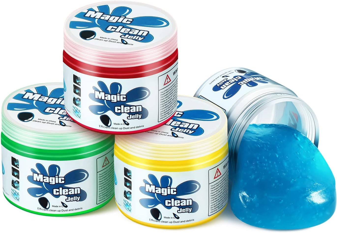 4 Pack Car Cleaning Gels, Auto Detailing Tools Cleaning Putty Car Interior Cleaner Slime, Car Jelly Cleaner, Keyboard Cleaner, Car Cleaning Supplies, Gifts for Men Women, TOOLS-00150
